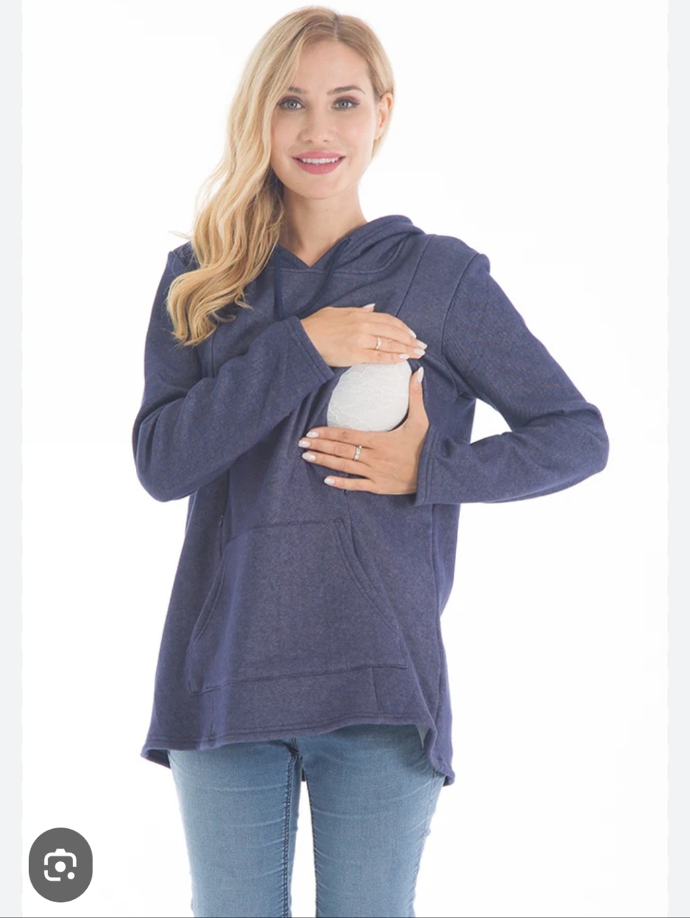 Bearsland Women's Nursing Hoodie Cozy Navy Hooded Women's Maternity L